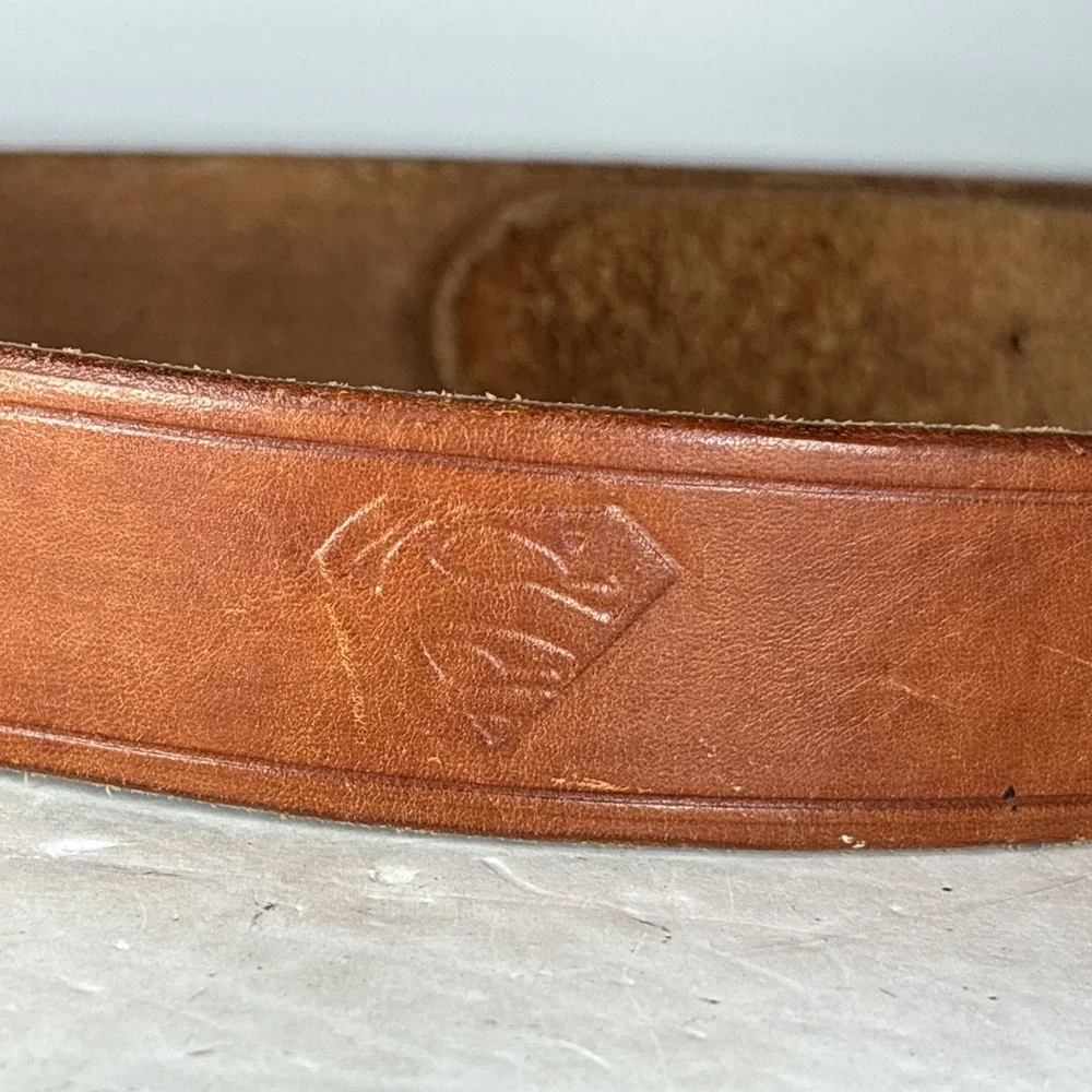 Vintage Brown Leather Belt Unique (Mickey, Superman, Rolling Stones)